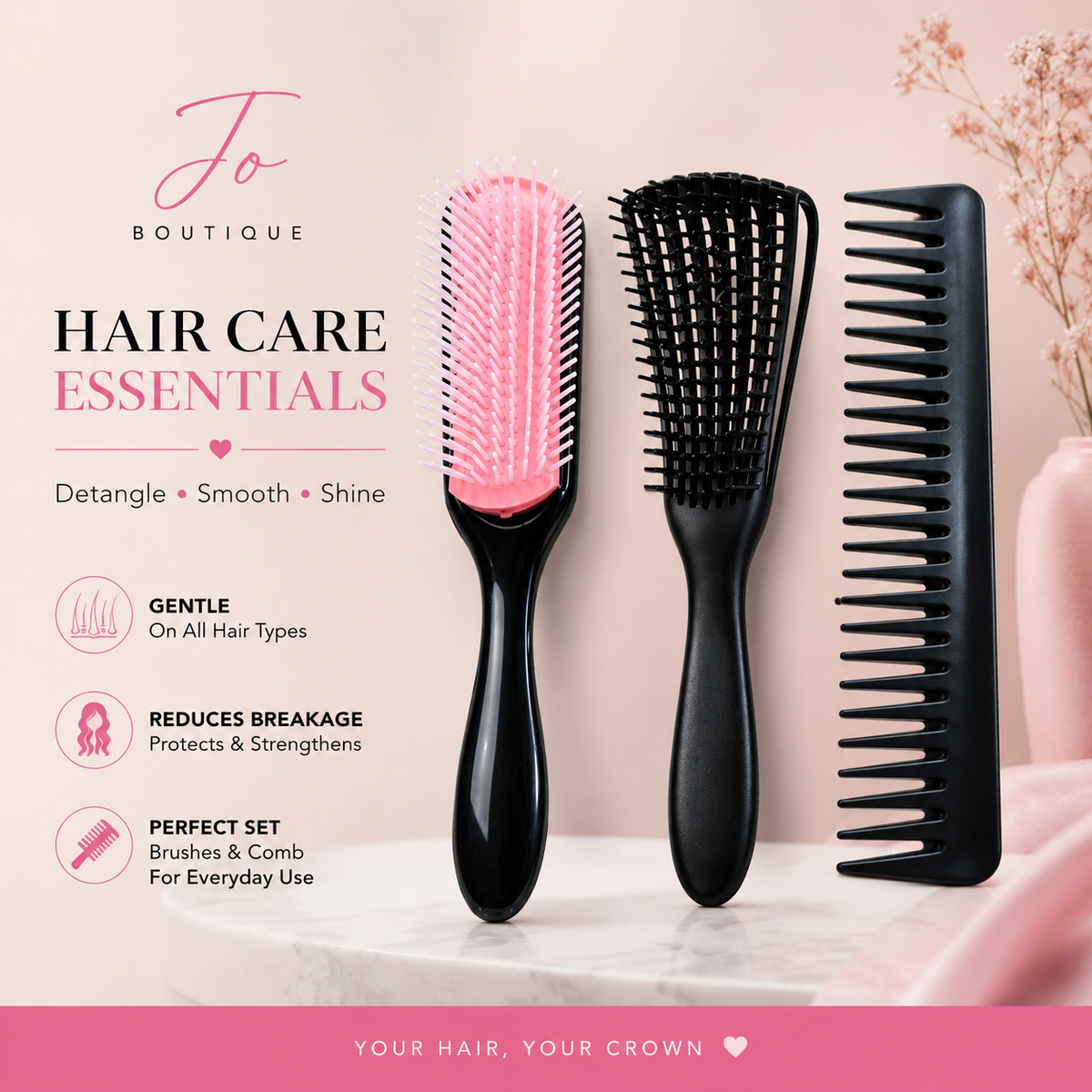 Luxury Detangling Hair Brush Set | Jo Boutique
