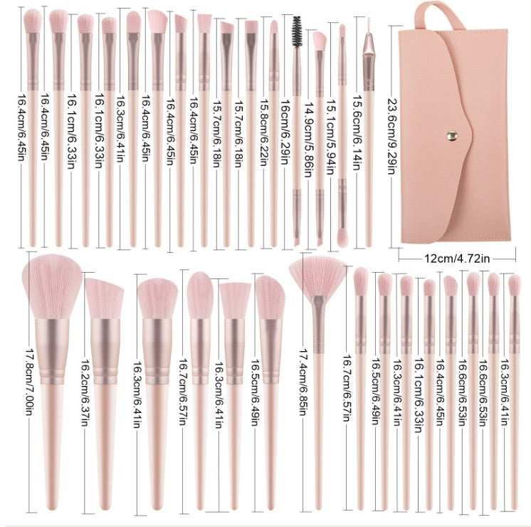 30-Piece Pink Makeup Brush Set with Case | Jo Boutique