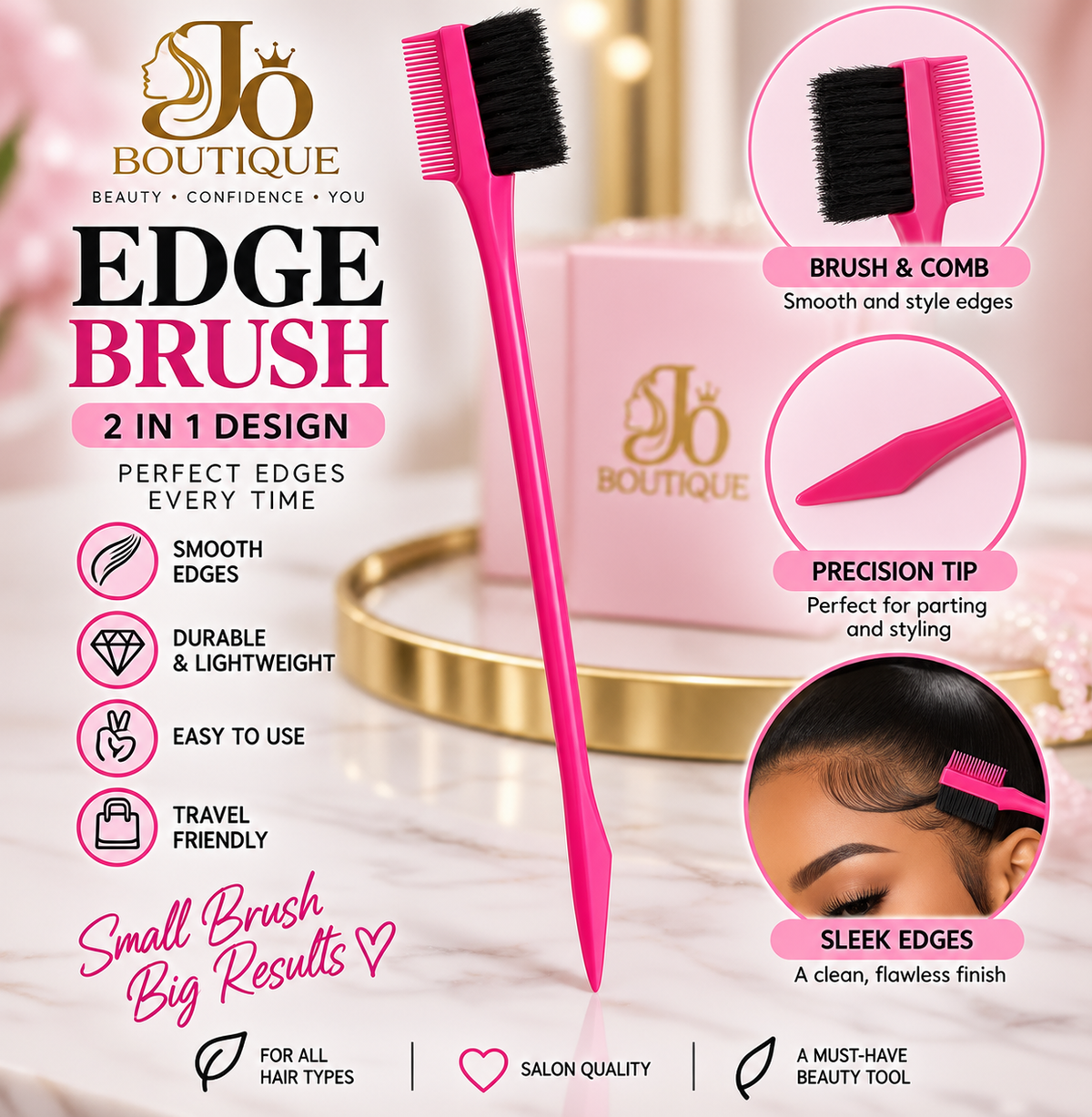 Jo Boutique 2-in-1 Edge Brush & Comb